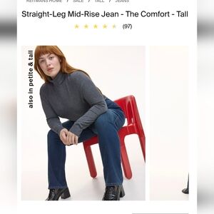 Straight-Leg Mid-Rise Jean - The R Jeans Women's Dark Blue Size 36 Tall NWOT